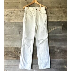NWOT RE/DONE Womens 90s High Rise Loose Fit Jeans 27 White Ripped Sustainable